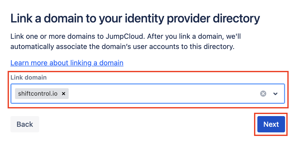 Choose the domain and click next