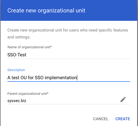 Create organizational unit