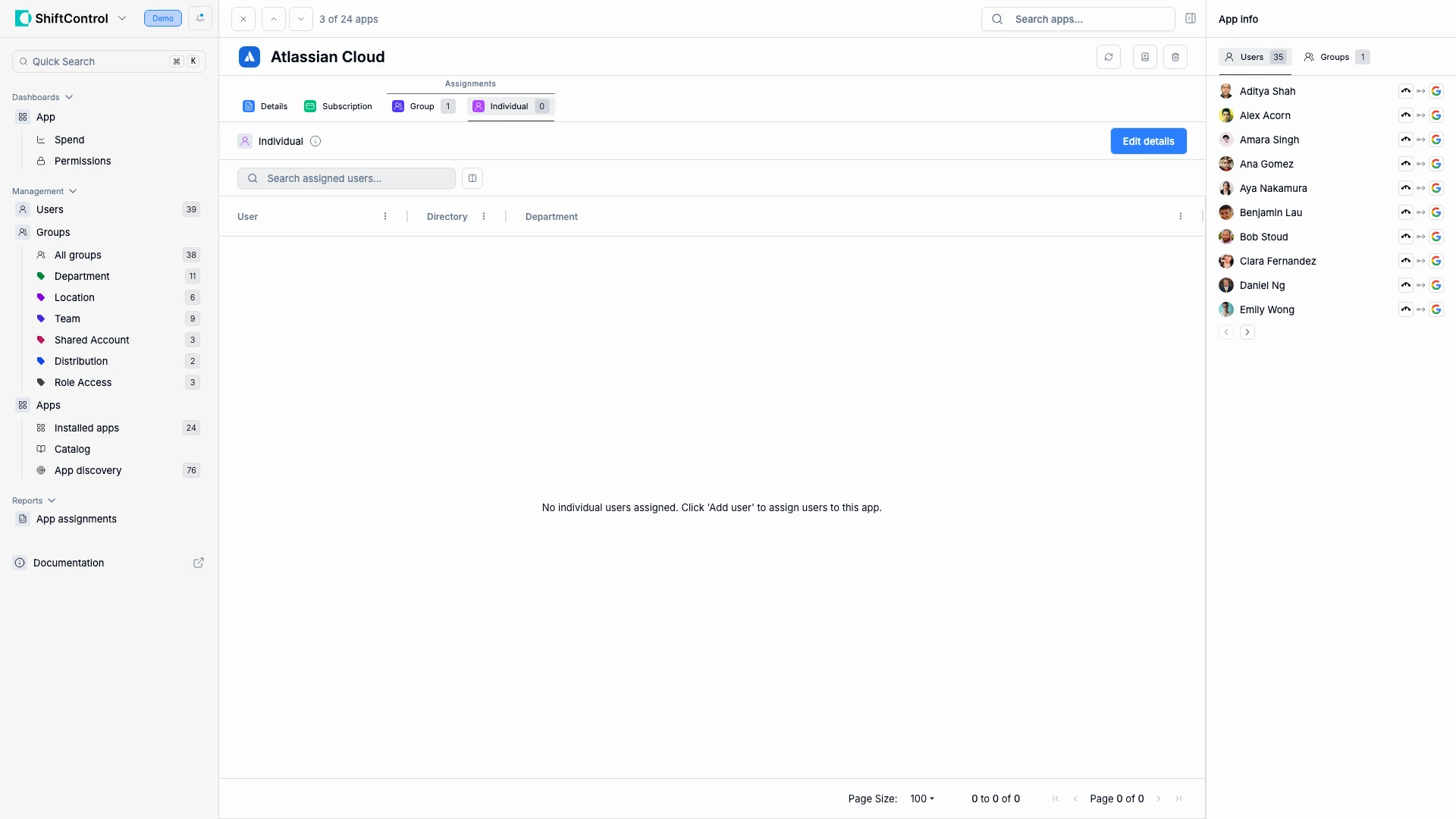 Edit an app's individual assignments