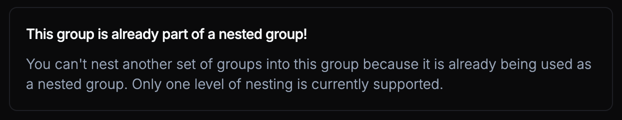 Group nested assignments warning