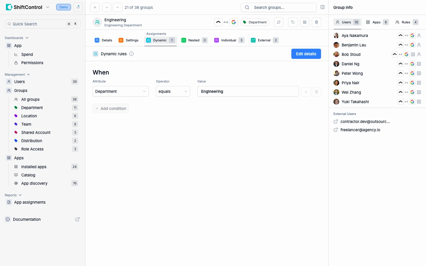 Dynamic membership rules