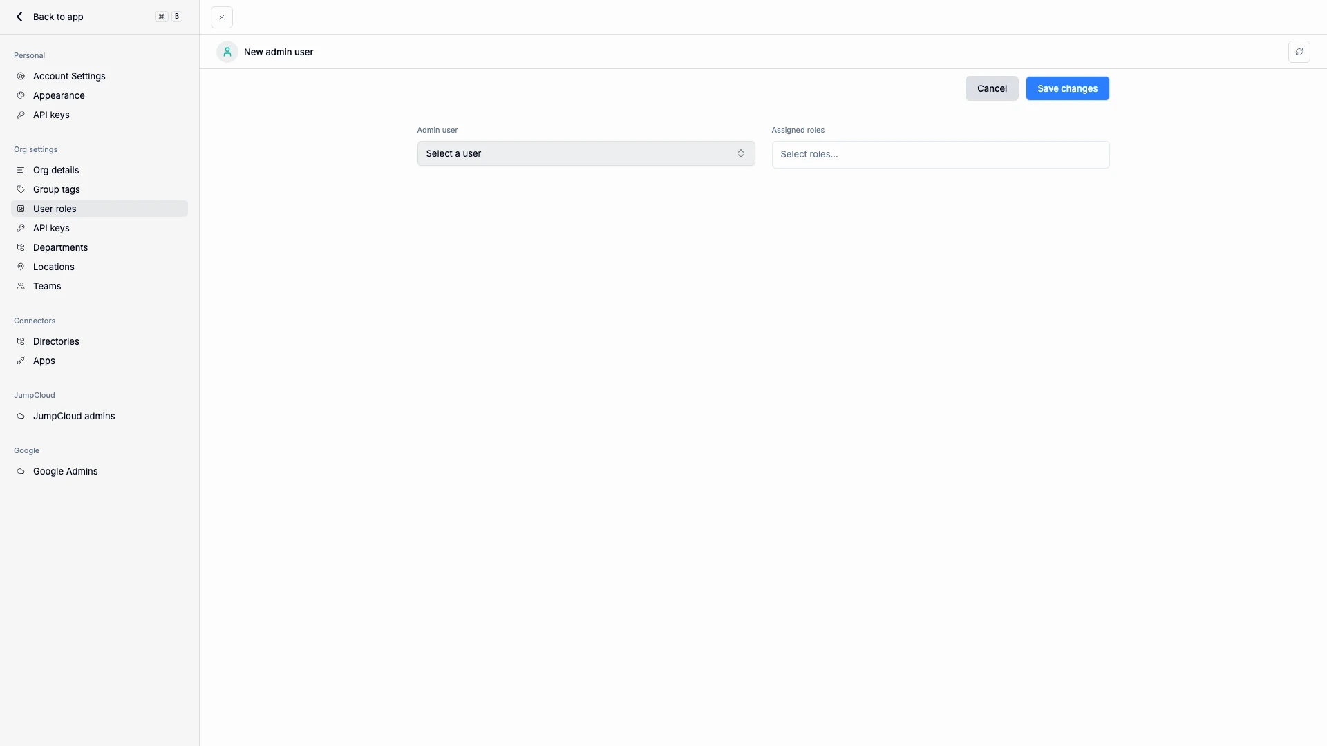 Create or edit user role