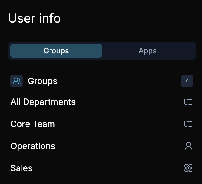 User Sidebar with Groups